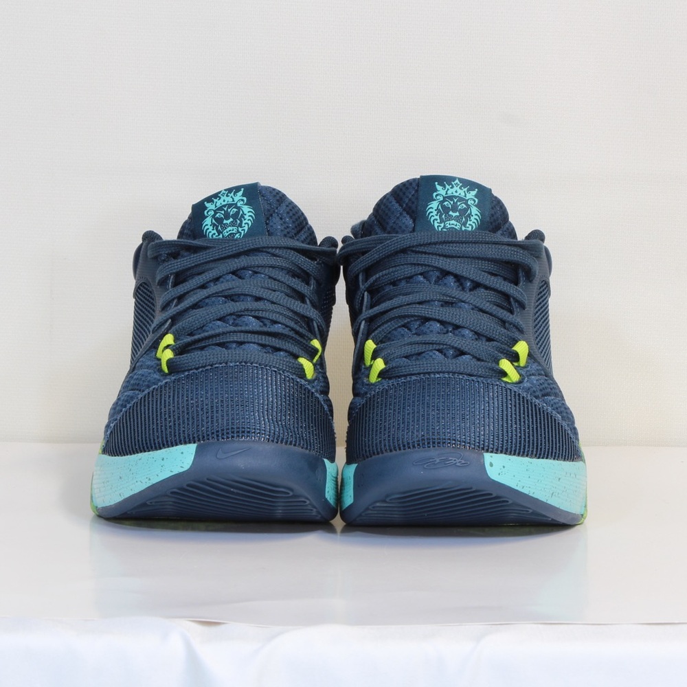 Nke Lebron Witness 8 Navy Cyber Green Frost Basketball Shoe NWT - Picture 3 of 10